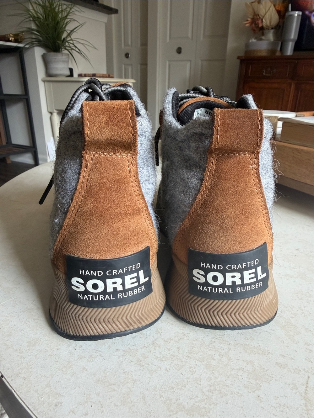 Sorel Gray Wool & Brown Suede Men's Ankle Boots